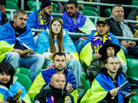 Ukraine fans attend a football match of the UEFA Nations League between the Ukraine and Czechia national teams in Wroclaw, Poland, on Octobe...