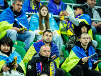 Ukraine fans attend a football match of the UEFA Nations League between the Ukraine and Czechia national teams in Wroclaw, Poland, on Octobe...