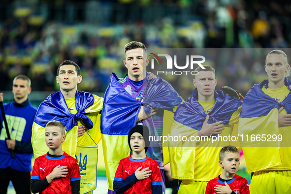 ANATOLIY TRUBIN and YUKHAM KONOPLIA participate in a football match of the UEFA Nations League between the Ukraine and Czechia national team...