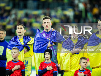 ANATOLIY TRUBIN and YUKHAM KONOPLIA participate in a football match of the UEFA Nations League between the Ukraine and Czechia national team...