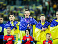 ANATOLIY TRUBIN and YUKHAM KONOPLIA participate in a football match of the UEFA Nations League between the Ukraine and Czechia national team...