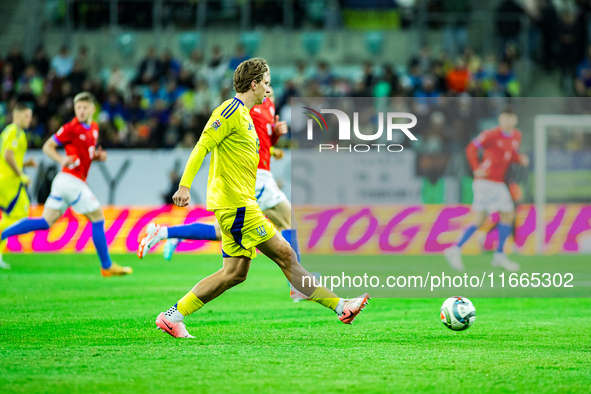 ILLIA ZABARNYI participates in a football match of the UEFA Nations League between the Ukraine and Czechia national teams in Wroclaw, Poland...