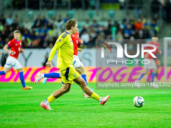 ILLIA ZABARNYI participates in a football match of the UEFA Nations League between the Ukraine and Czechia national teams in Wroclaw, Poland...