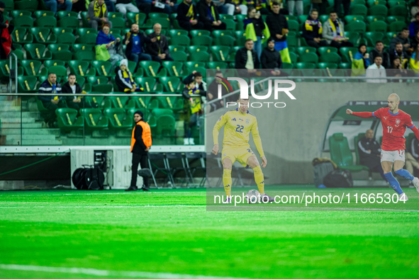 The UKR team plays against the Czechia national team during a UEFA Nations League football match in Wroclaw, Poland, on October 14, 2024. 