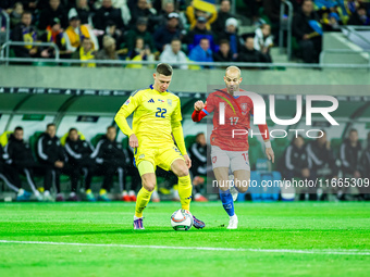 Mykola Matvienko and Vaclav Cerny participate in a football match of the UEFA Nations League between the Ukraine and Czechia national teams...