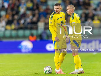 Oleksandr Zubkov, Mykhailo Mudryk are playing  during the  UEFA Nations League 2024 League B Group B1 match between Ukraine and Czechia , at...