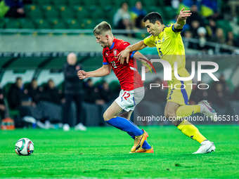 Lukas Cerv participates in a football match of the UEFA Nations League between the Ukraine and Czechia national teams in Wroclaw, Poland, on...