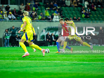 Lukas Cerv participates in a football match of the UEFA Nations League between the Ukraine and Czechia national teams in Wroclaw, Poland, on...