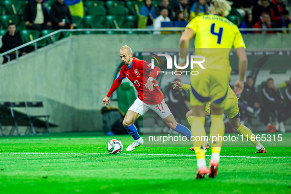 VACLAV CERNY participates in a football match of the UEFA Nations League between the Ukraine and Czechia national teams in Wroclaw, Poland,...