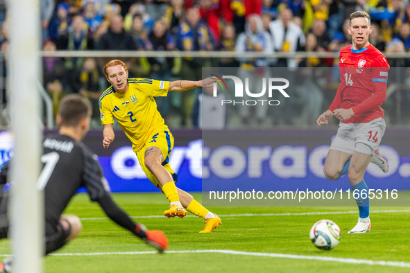 Yukhym Konoplia, Lukas Provod are  playing  during the  UEFA Nations League 2024 League B Group B1 match between Ukraine and Czechia , at th...