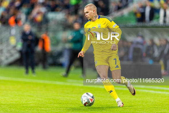 Mykhailo Mudryk is playing  during the  UEFA Nations League 2024 League B Group B1 match between Ukraine and Czechia , at the Tarczynski Are...