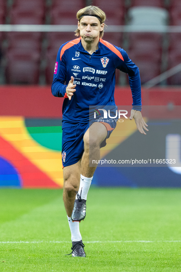 Borna Sosa during training before UEFA Nations League match against Poland in Warszawa Poland on 14 October 2024. 