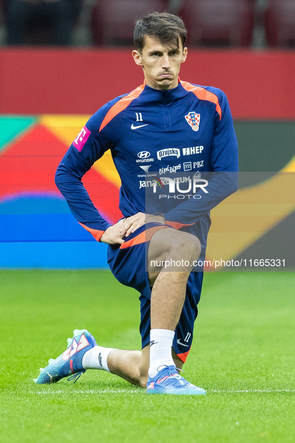 Ante Budimir during training before UEFA Nations League match against Poland in Warszawa Poland on 14 October 2024. 