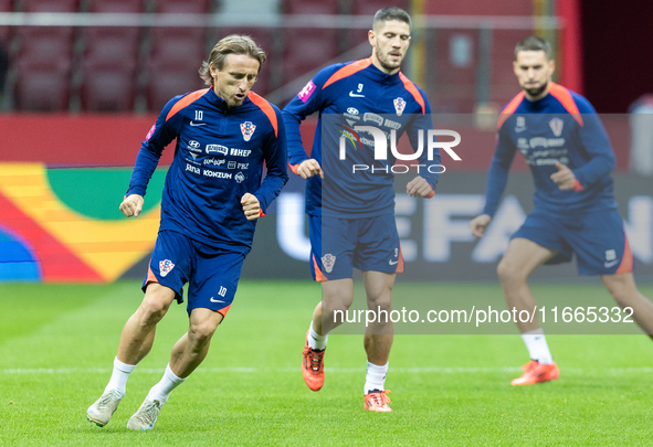 Luka Modric, Andrej Kramaric during training before UEFA Nations League match against Poland in Warszawa Poland on 14 October 2024. 