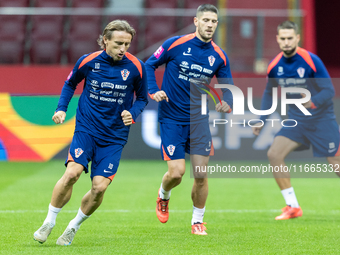 Luka Modric, Andrej Kramaric during training before UEFA Nations League match against Poland in Warszawa Poland on 14 October 2024. (