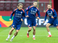 Luka Modric, Andrej Kramaric during training before UEFA Nations League match against Poland in Warszawa Poland on 14 October 2024. (