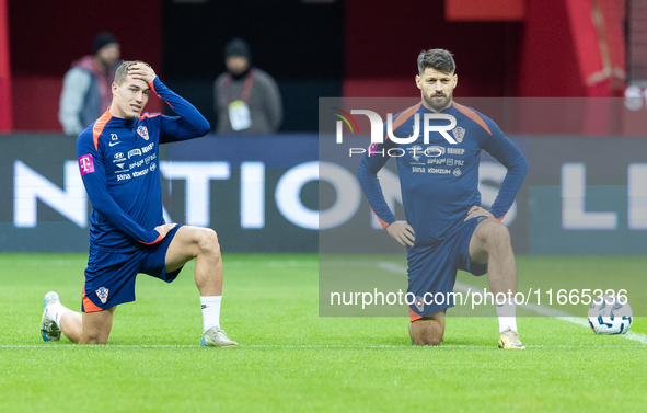 Luka Sucic, Bruno Petkovic during training before UEFA Nations League match against Poland in Warszawa Poland on 14 October 2024. 