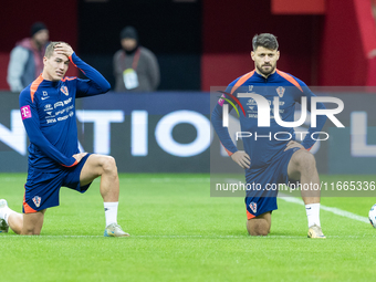 Luka Sucic, Bruno Petkovic during training before UEFA Nations League match against Poland in Warszawa Poland on 14 October 2024. (