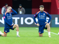 Luka Sucic, Bruno Petkovic during training before UEFA Nations League match against Poland in Warszawa Poland on 14 October 2024. (