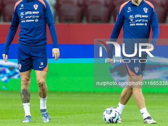 Ivan Perisic, Mario Pasalic during training before UEFA Nations League match against Poland in Warszawa Poland on 14 October 2024. (