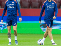 Ivan Perisic, Mario Pasalic during training before UEFA Nations League match against Poland in Warszawa Poland on 14 October 2024. (