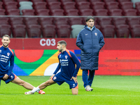 Marko Pjaca, Mislav Orsic, Trener Zlatko Dalic during training before UEFA Nations League match against Poland in Warszawa Poland on 14 Octo...