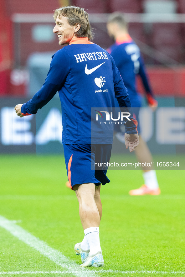 Luka Modric during training before UEFA Nations League match against Poland in Warszawa Poland on 14 October 2024. 