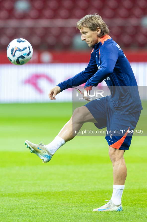 Luka Modric during training before UEFA Nations League match against Poland in Warszawa Poland on 14 October 2024. 