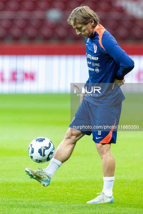 Luka Modric during training before UEFA Nations League match against Poland in Warszawa Poland on 14 October 2024. 