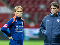 Luka Modric, Trener Zlatko Dalic during training before UEFA Nations League match against Poland in Warszawa Poland on 14 October 2024. (