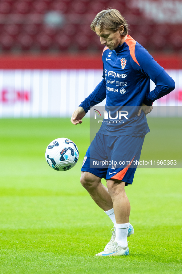 Luka Modric during training before UEFA Nations League match against Poland in Warszawa Poland on 14 October 2024. 