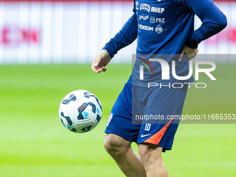 Luka Modric during training before UEFA Nations League match against Poland in Warszawa Poland on 14 October 2024. (