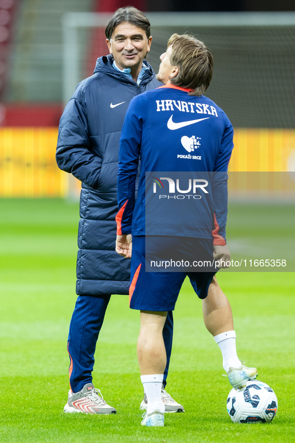 Trener Zlatko Dalic, Luka Modric during training before UEFA Nations League match against Poland in Warszawa Poland on 14 October 2024. 