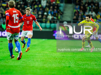 Lukas Cerv participates in a football match of the UEFA Nations League between the Ukraine and Czechia national teams in Wroclaw, Poland, on...