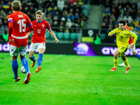 Lukas Cerv participates in a football match of the UEFA Nations League between the Ukraine and Czechia national teams in Wroclaw, Poland, on...