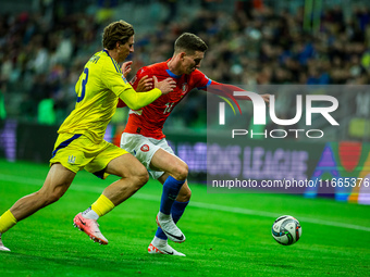 ILLIA ZABARDNYI AND LUKAS PROVOD participate in a football match of the UEFA Nations League between the Ukraine and Czechia national teams i...