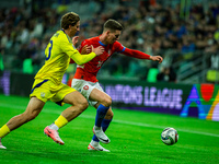 ILLIA ZABARDNYI AND LUKAS PROVOD participate in a football match of the UEFA Nations League between the Ukraine and Czechia national teams i...