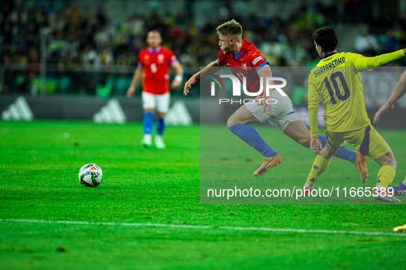 Lukas Cerv participates in a football match of the UEFA Nations League between the Ukraine and Czechia national teams in Wroclaw, Poland, on...