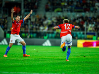 Jan Boril and Lukas Cerv participate in a football match of the UEFA Nations League between the Ukraine and Czechia national teams in Wrocla...