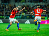 Jan Boril and Lukas Cerv participate in a football match of the UEFA Nations League between the Ukraine and Czechia national teams in Wrocla...