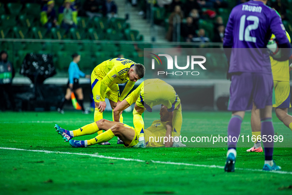 Oleksandr Svatok participates in a football match of the UEFA Nations League between the Ukraine and Czechia national teams in Wroclaw, Pola...