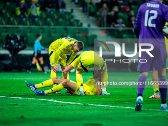 Oleksandr Svatok participates in a football match of the UEFA Nations League between the Ukraine and Czechia national teams in Wroclaw, Pola...