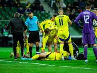 Artem Dovbyk participates in a football match of the UEFA Nations League between the Ukraine and Czechia national teams in Wroclaw, Poland,...