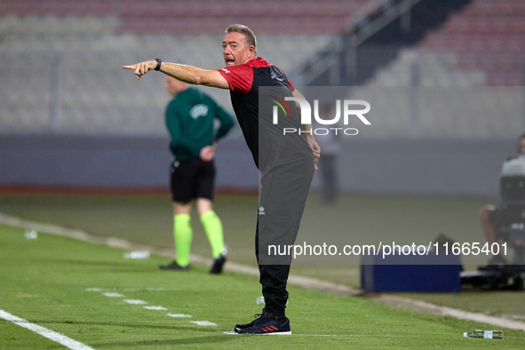 Davide Mazzotta, interim coach of Malta, gestures during the UEFA Nations League, League D, Group D2 soccer match between Malta and Moldova...