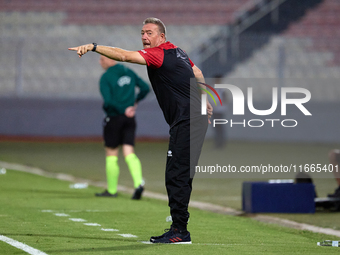 Davide Mazzotta, interim coach of Malta, gestures during the UEFA Nations League, League D, Group D2 soccer match between Malta and Moldova...