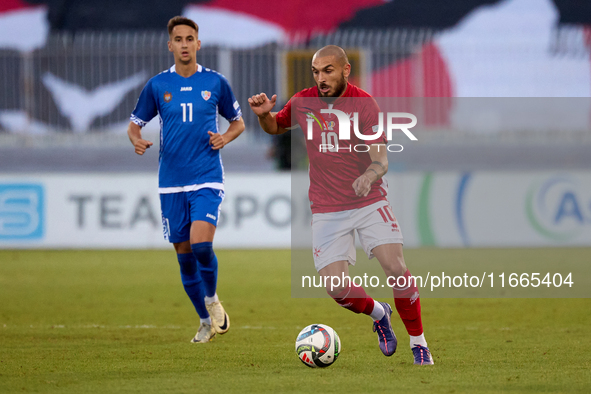 Teddy Teuma of Malta is in action during the UEFA Nations League, League D, Group D2 soccer match between Malta and Moldova at the National...