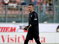 In Ta' Qali, Malta, on October 13, 2024, Dumitru Celeadnic, the goalkeeper of Moldova, participates in the UEFA Nations League, League D, Gr...