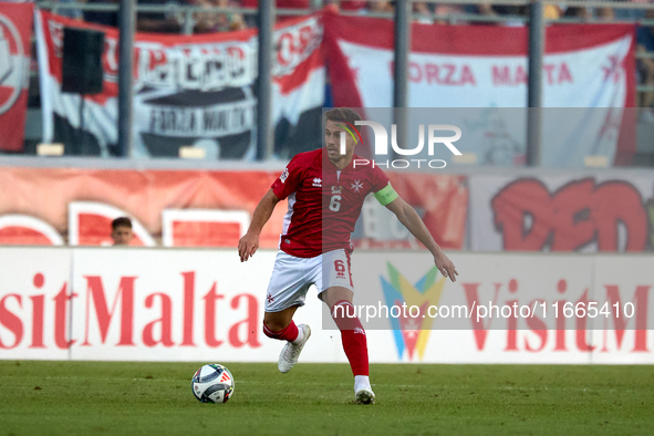 Matthew Guillaumier, captain of Malta, is in action during the UEFA Nations League, League D, Group D2 soccer match between Malta and Moldov...