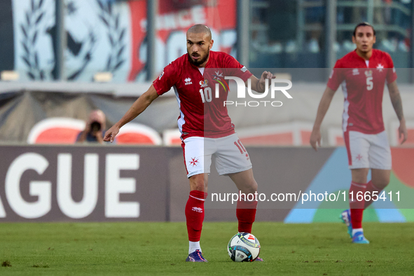 Teddy Teuma of Malta is in action during the UEFA Nations League, League D, Group D2 soccer match between Malta and Moldova at the National...