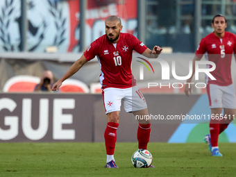 Teddy Teuma of Malta is in action during the UEFA Nations League, League D, Group D2 soccer match between Malta and Moldova at the National...